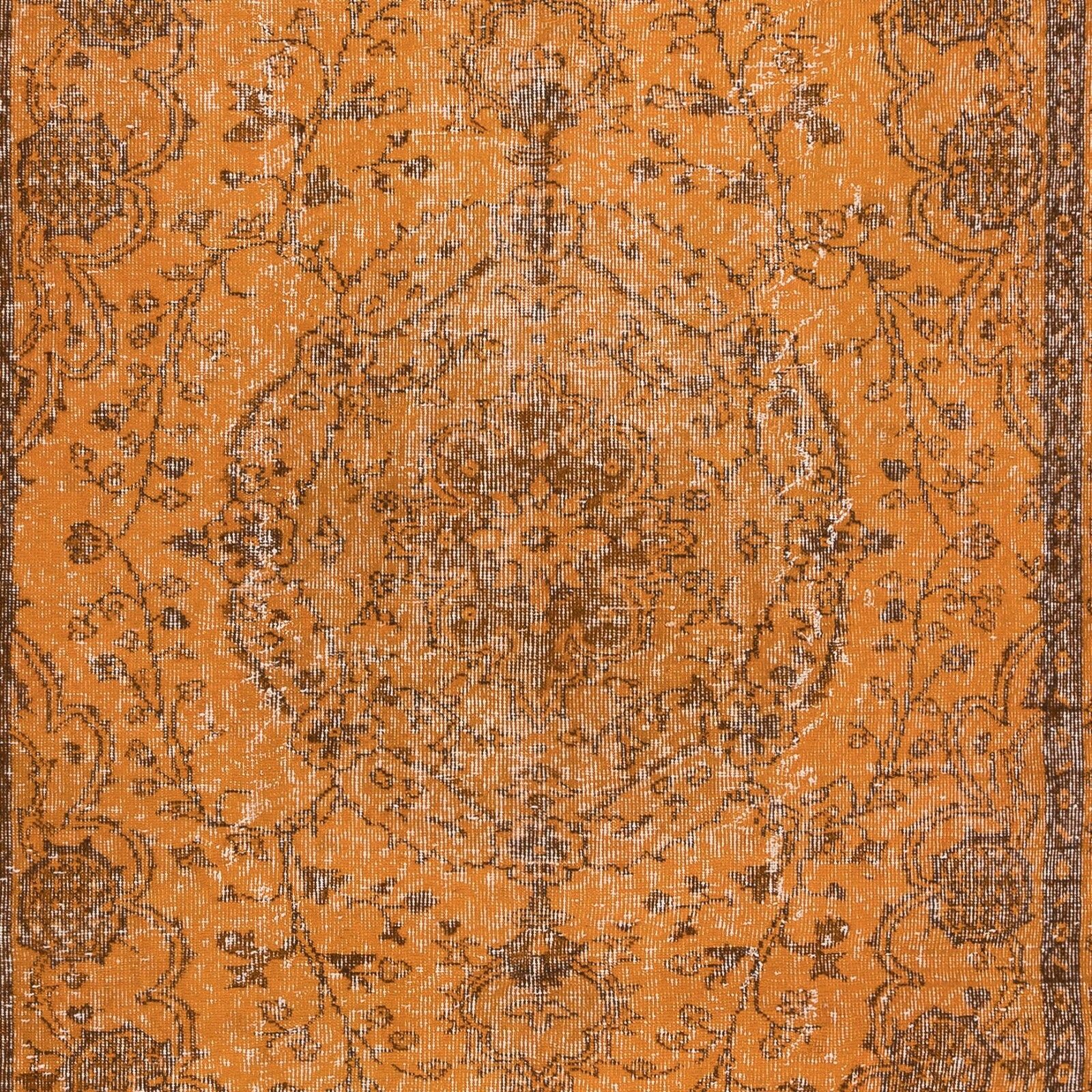 6x9 Ft Orange Area Rug For Modern Interiors, Hand Knotted In Turkey photo 456.0