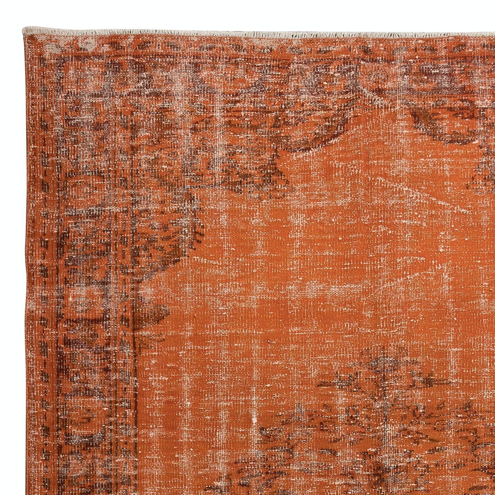 6.3x9.6 Ft Modern Handmade Turkish Area Rug In Orange Colors photo Textiles