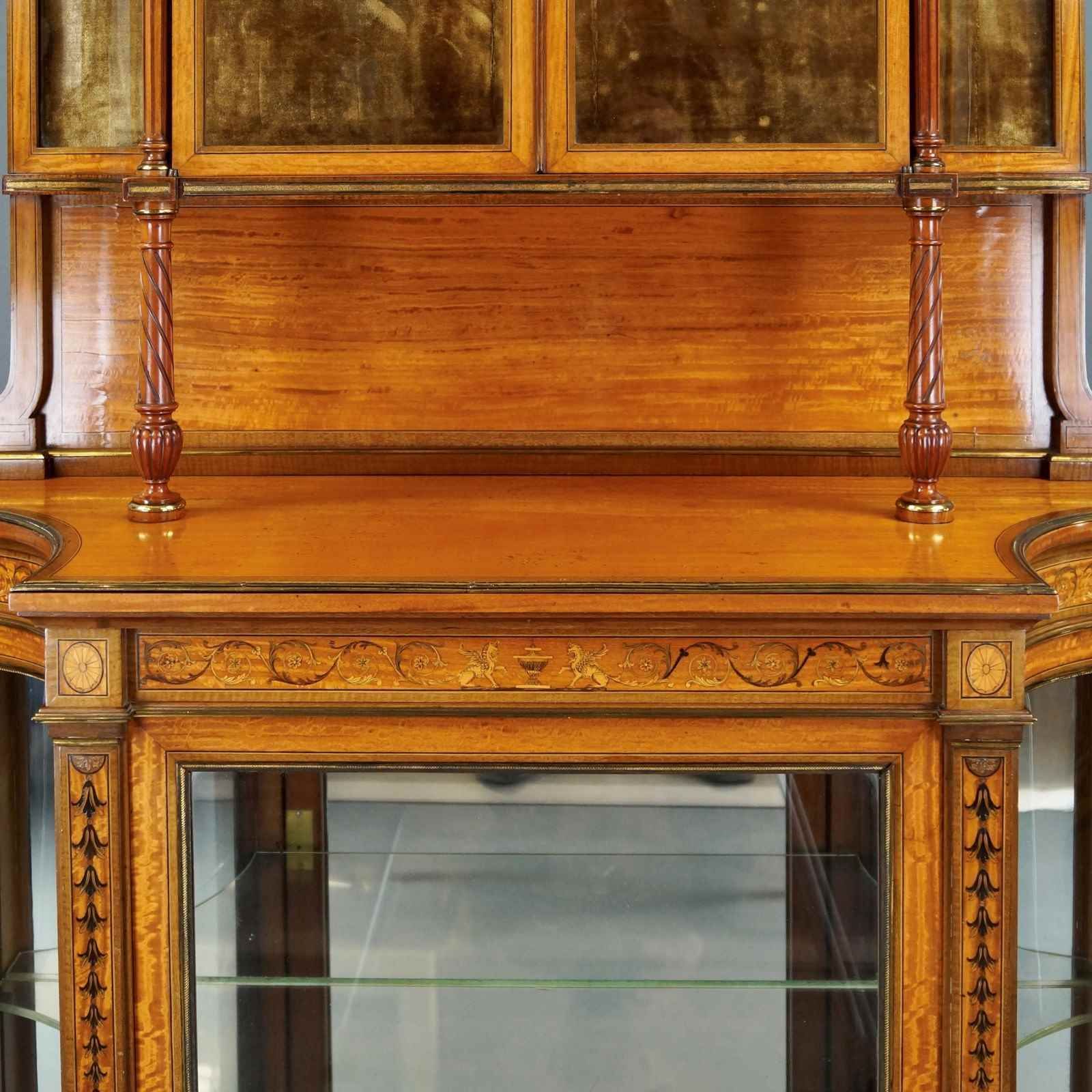 A Superb Quality Satinwood & Marquetry Display Cabinet photo for sale