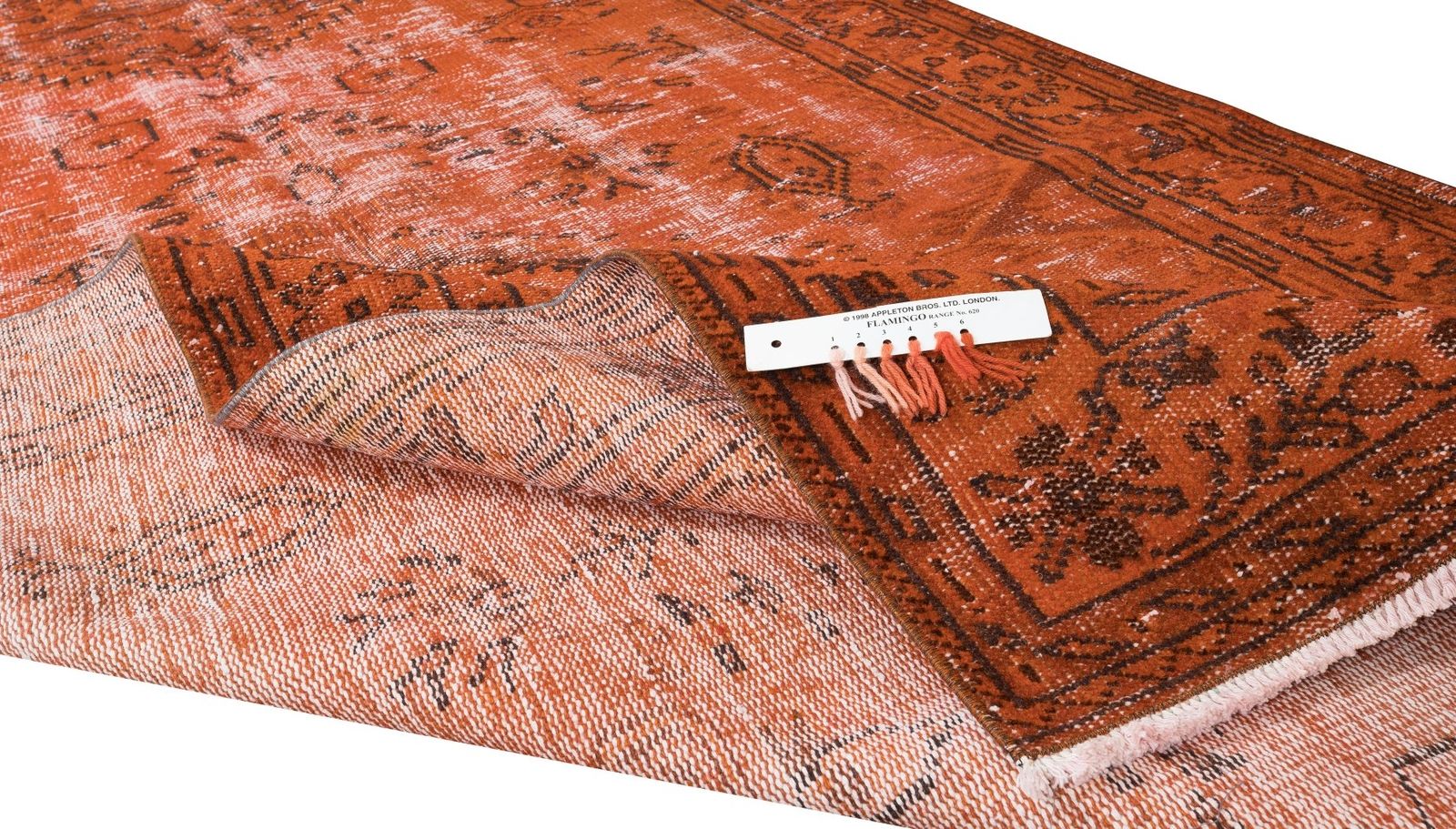 5x8.8 Ft Hand Knotted Turkish Rug Over Dyed In Orange For Contemporary Interiors photo for sale