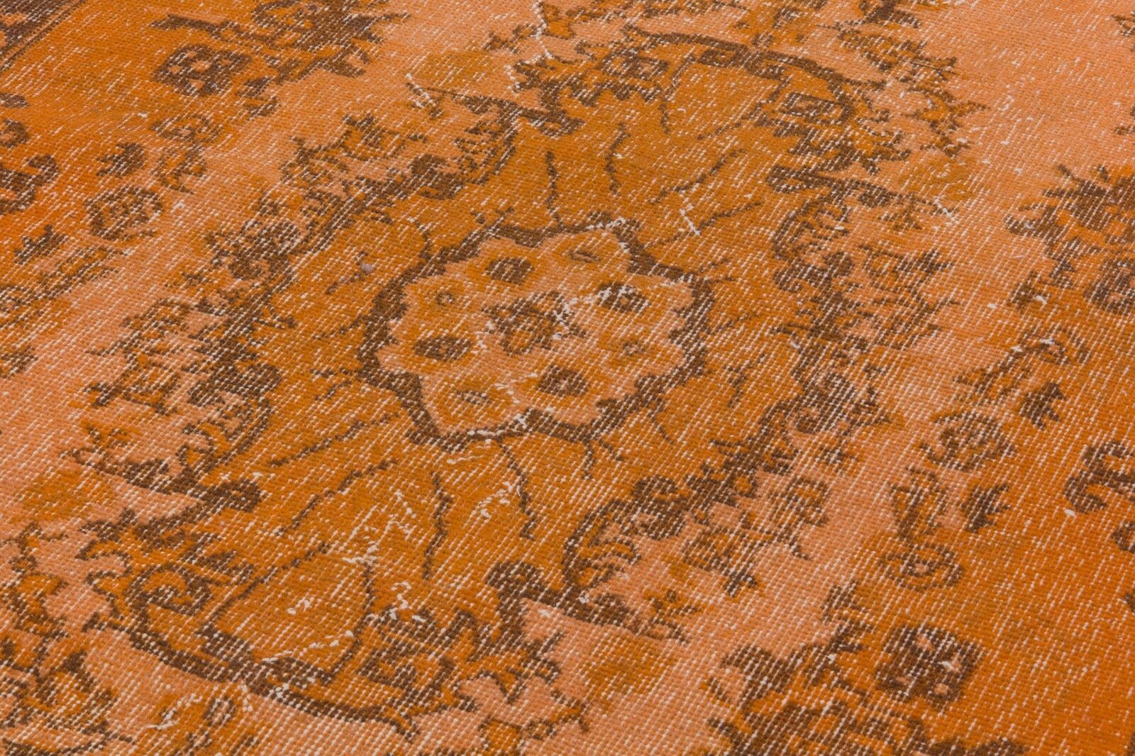 4x7.4 Ft Contemporary Vintage Wool Accent Rug In Orange, Handknotted In Turkey photo furniture