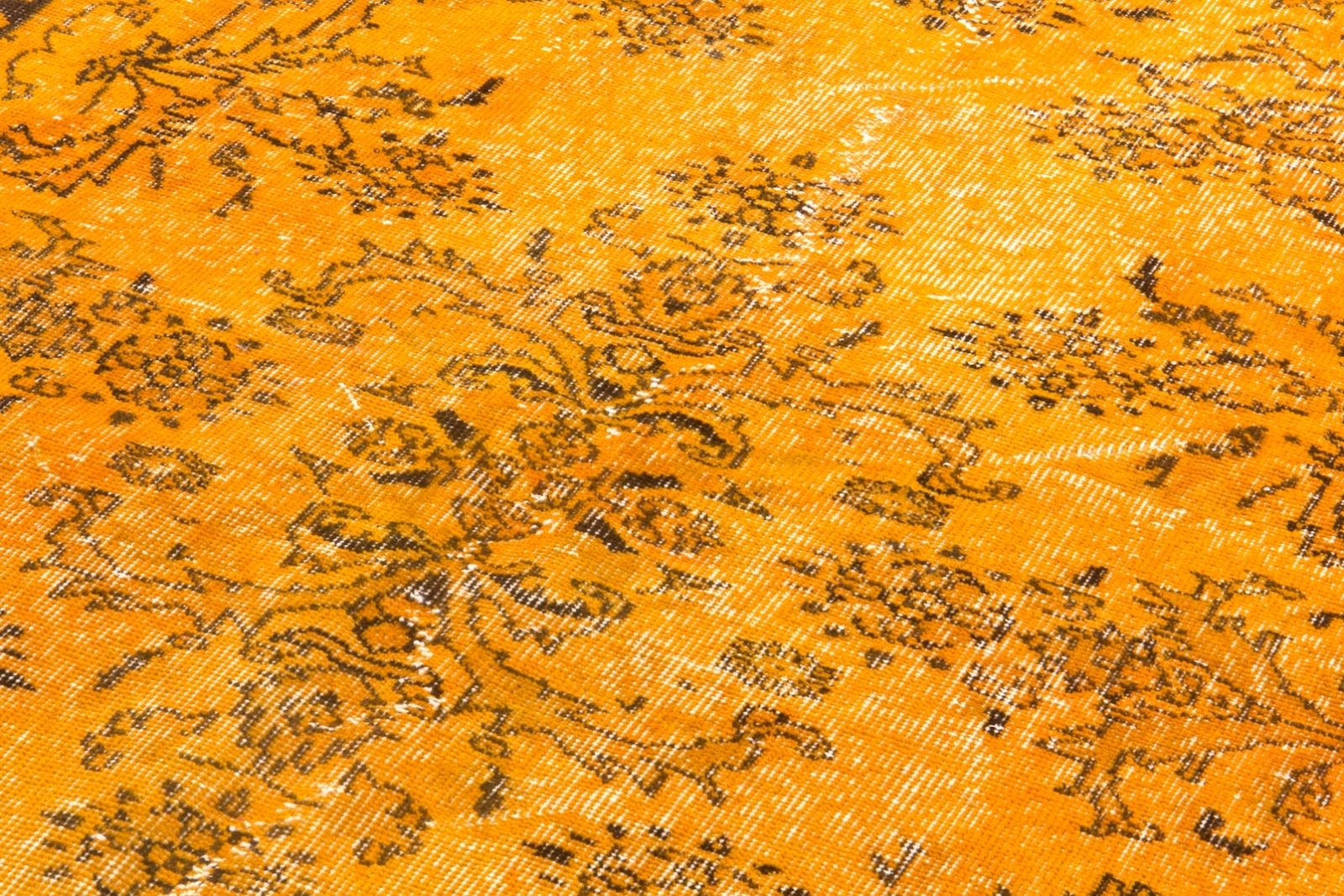 4x6.8 Ft Mid Century Wool Accent Rug Re Dyed In Orange, Handknotted In Turkey photo furniture