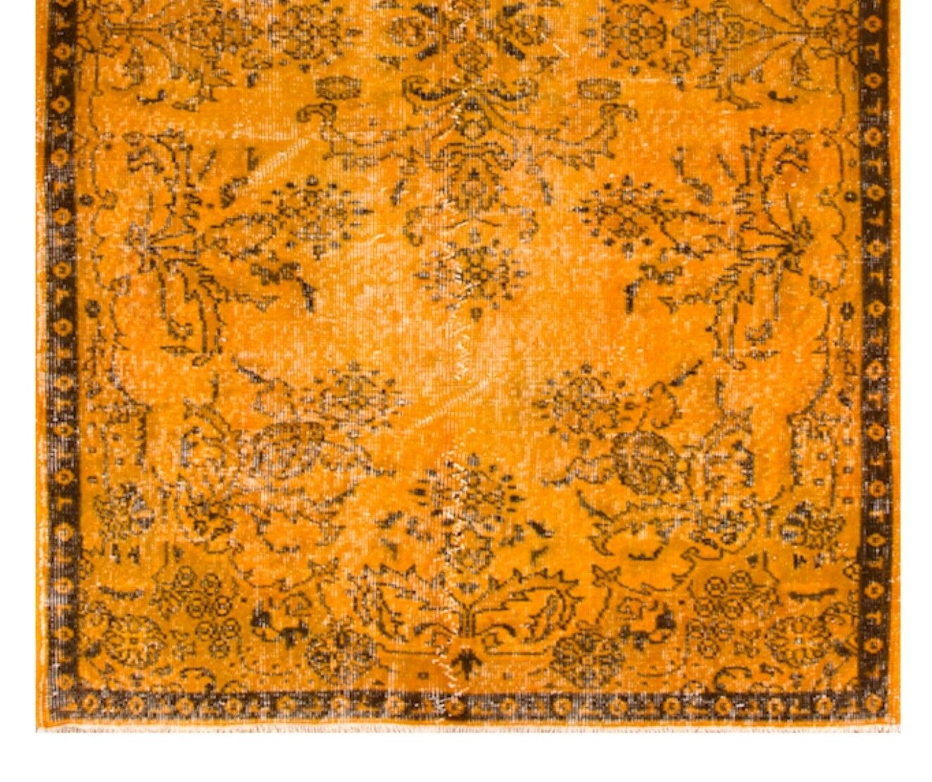 4x6.8 Ft Mid Century Wool Accent Rug Re Dyed In Orange, Handknotted In Turkey photo for sale