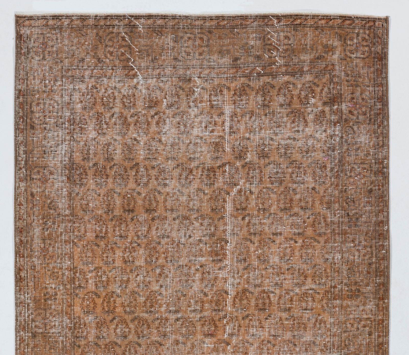 4x7 Ft Distressed Vintage Rug Re Dyed In Orange, Handknotted In Turkey photo Textiles