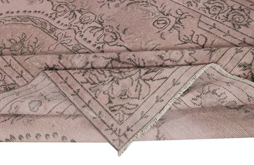 6.3x10 Ft Soft Pink Color Anti Bacterial Wool Area Rug. Hand Knotted Turkish Rug photo for sale