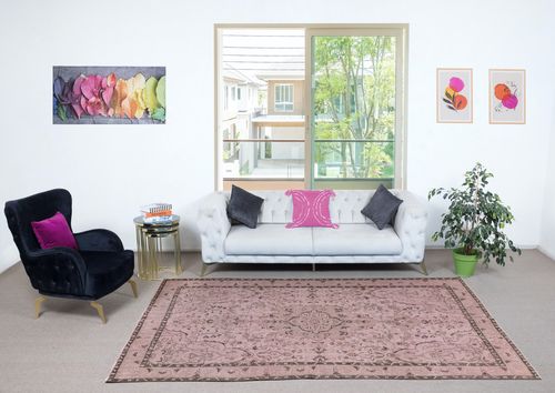 6x10 Ft Pink Area Rug For Modern Interiors, Hand Knotted In Turkey photo furniture