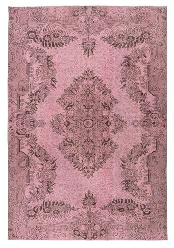 6.4x9.4 Ft Pink Area Rug For Modern Interiors, Hand Knotted In Turkey
