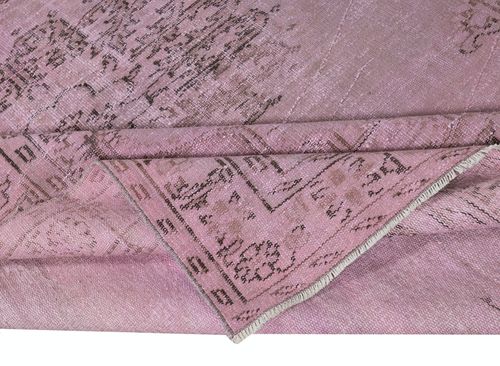 5.6x8.7 Ft Pink Handmade Turkish Area Rug For Contemporary Interiors photo for sale