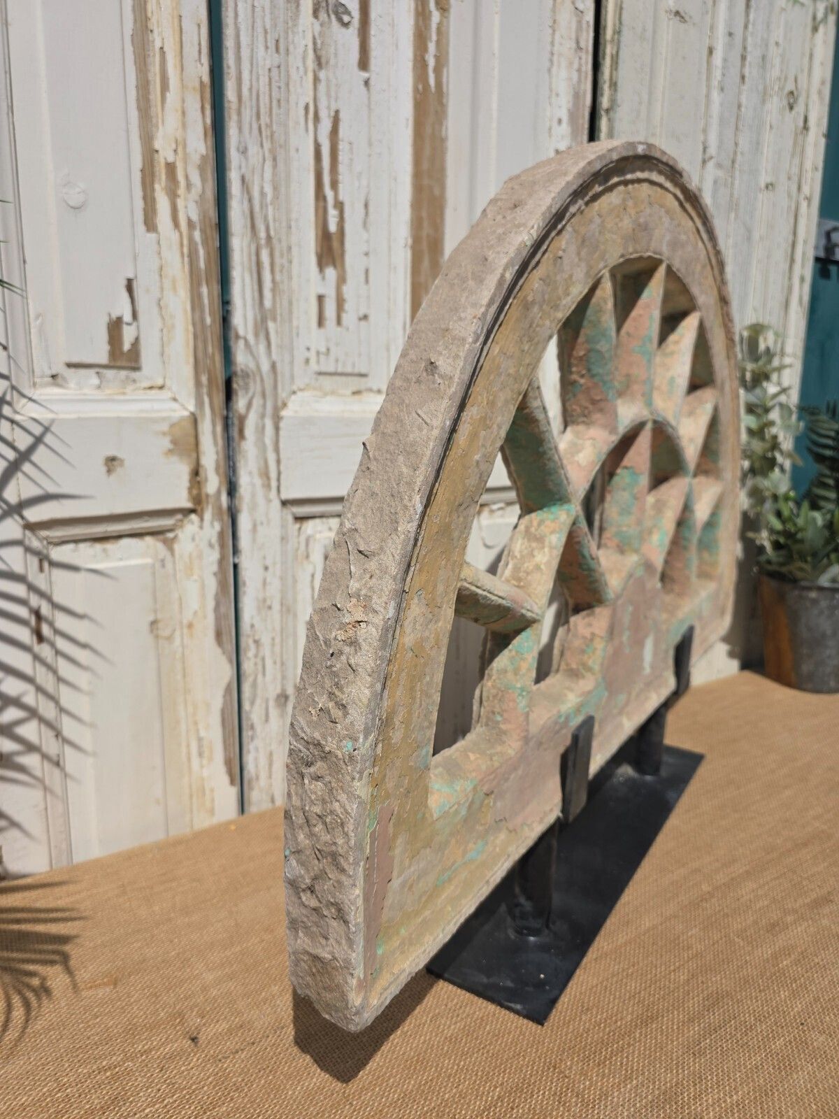Antique Architectural Carved Stone Panel Jhali Window Fanlight Home Garden Decor photo 300.0