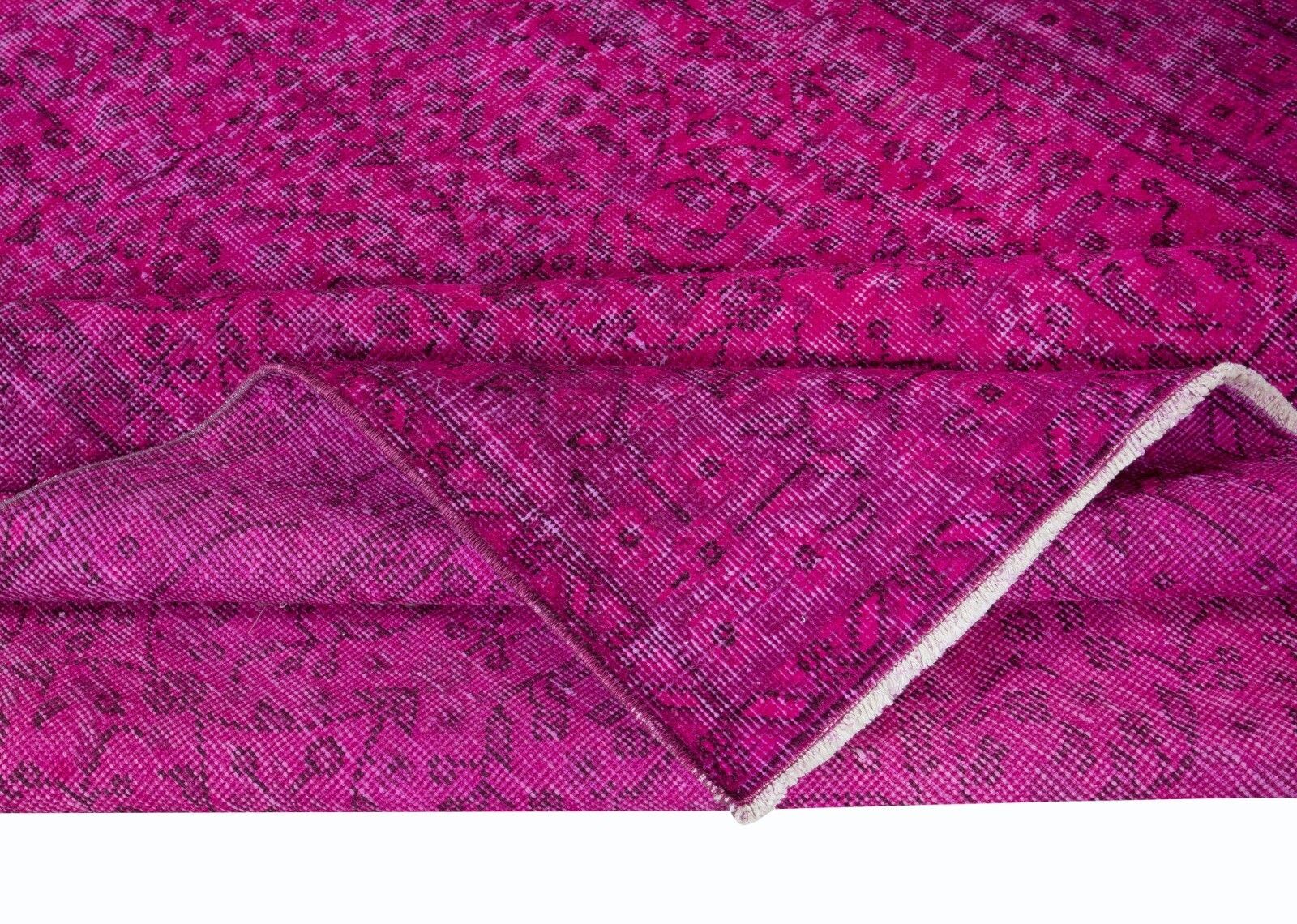 5.2x8.4 Ft Pink Rug From Turkey, Great 4 Modern Interior, Handmade Floral Carpet photo for sale