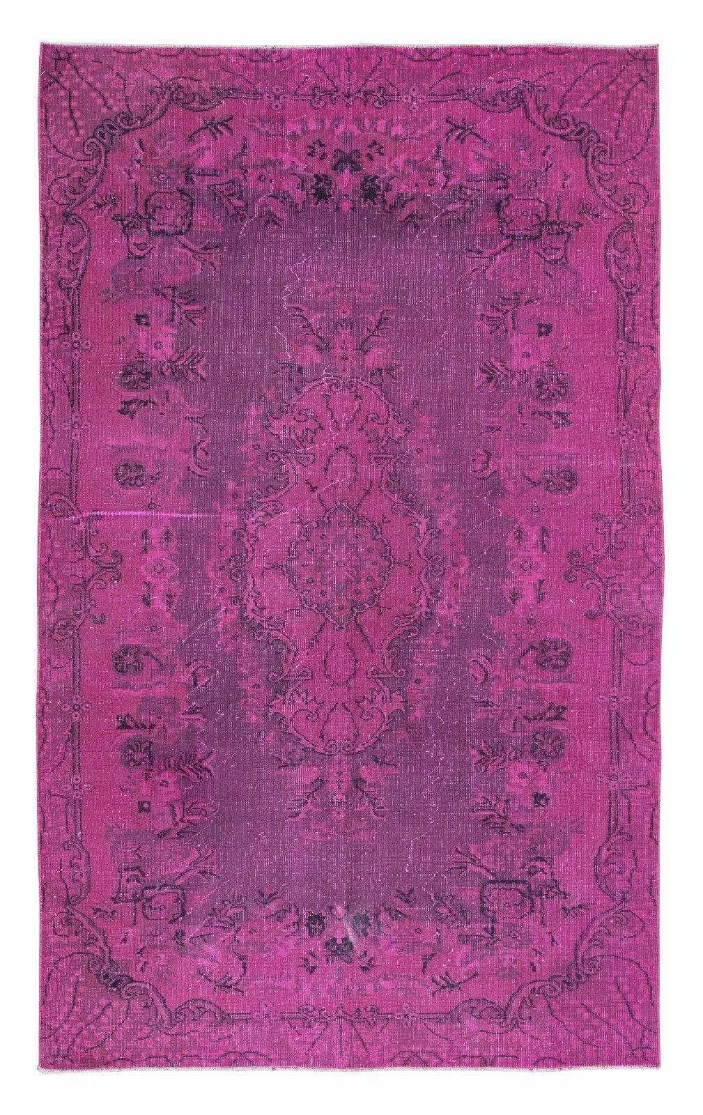 5.4x8.7 Ft Pink Handmade Modern Rug, Turkish Living Room Carpet With Medallion