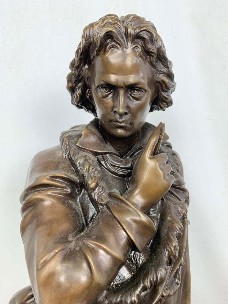 20th Century French Bronze Beethoven Sculpture On Marble Base photo vinterior