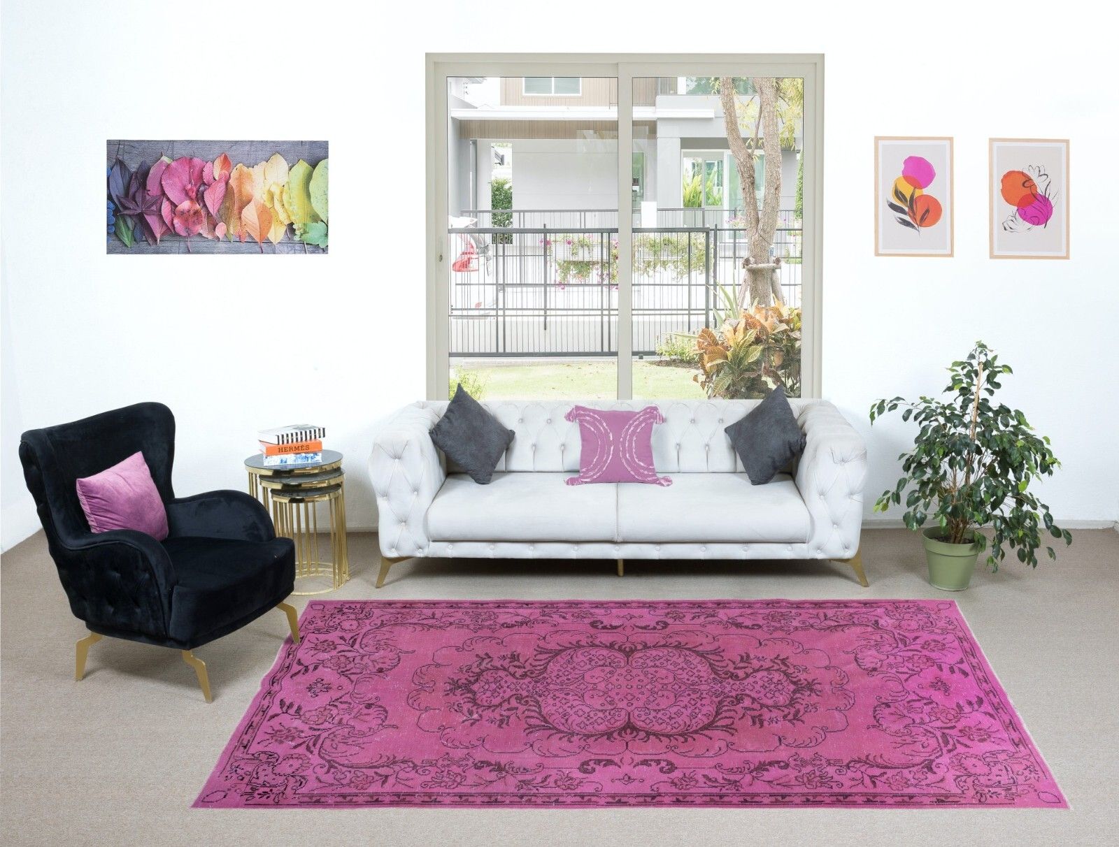 6x10 Ft Modern Medallion Design Rug In Pink, Handwoven And Handknotted In Turkey photo furniture
