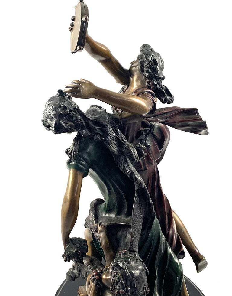 20th Century Large French Bronze Featuring Dancing Figures With Tambourine photo vinterior