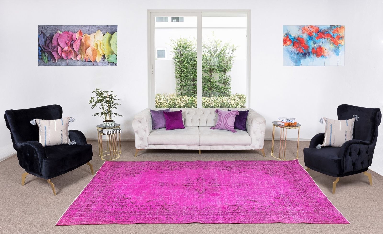 6.4x10.2 Ft Anatolian Handmade Rug Over Dyed In Fuchsia Pink 4 Modern Interiors photo furniture