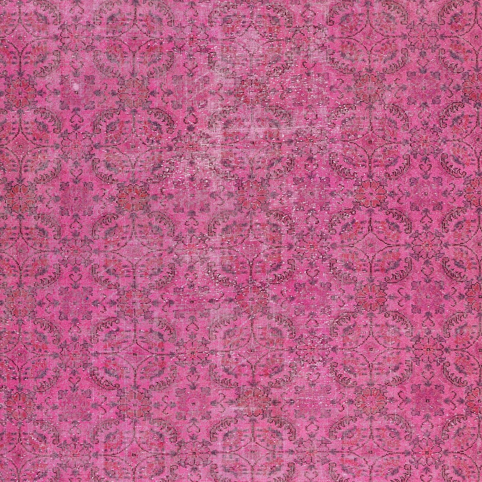 7.5x11 Ft Handmade Floral Wool Area Rug In Pink, Contemporary Turkish Carpet photo Textiles