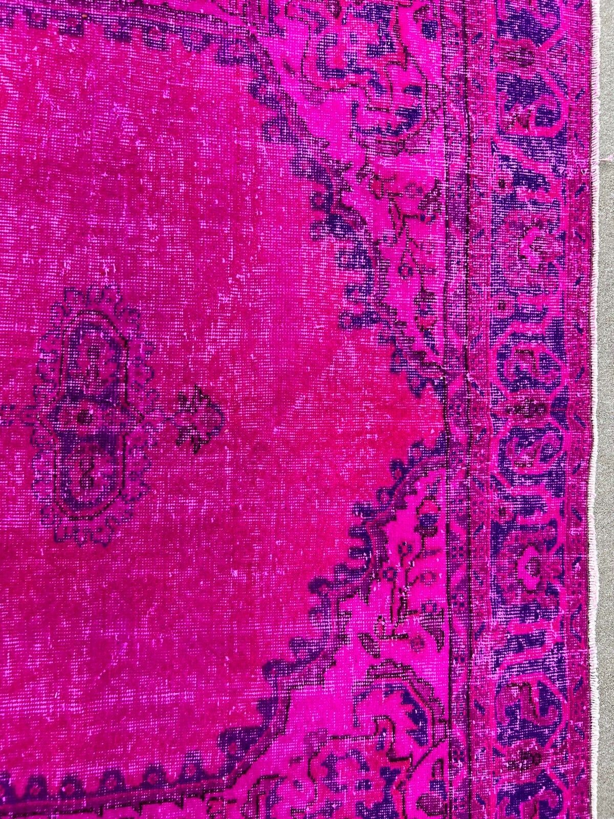 701.0 6.5x10.5 Ft Modern Handmade Turkish Area Rug In Fuchsia Pink, Living Room Carpet photo
