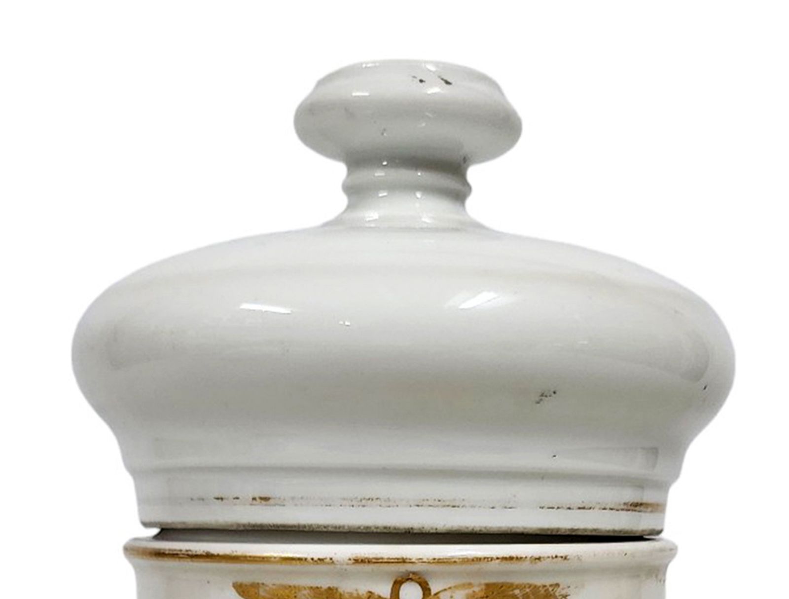Mid 19th Century French Glazed Porcelain Apothecary/Pharmaceutical Jar With Lid  'Sapo Anim:' photo vinterior