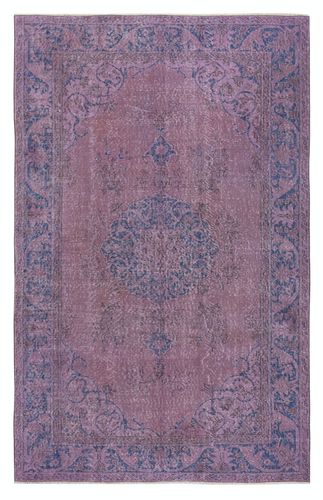 5.6x8.8 Ft Purple Color Handmade Turkish Area Rug For Modern Interiors