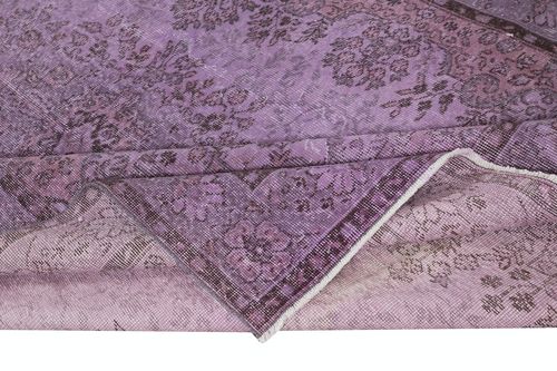 6.8x10.4 Ft Purple Color Handmade Large Area Rug, Contemporary Turkish Carpet photo for sale