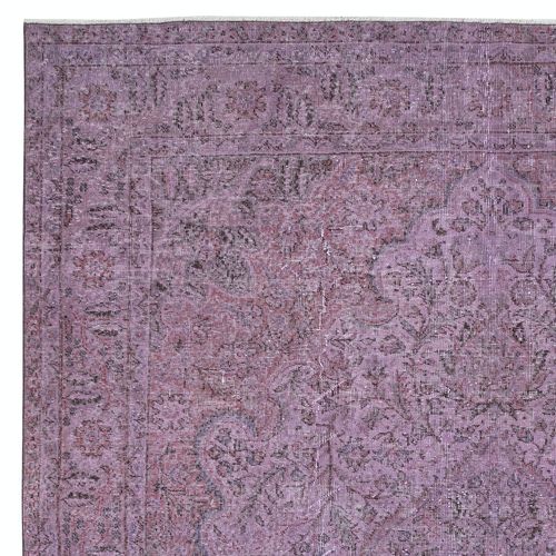 7.5x12.2 Ft Modern Wool Area Rug, Hand Made In Turkey, Purple Large Carpet photo Textiles