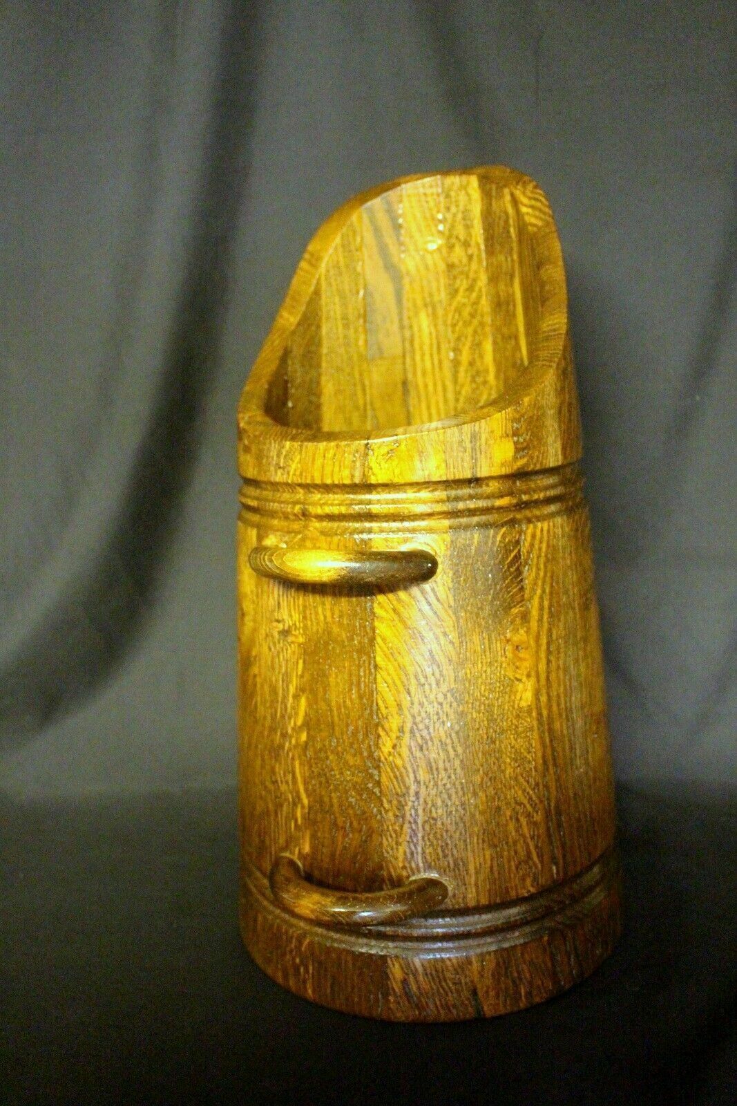 Antique Scandinavian Oak Umbrella Stick Holder Large Wooden Jug