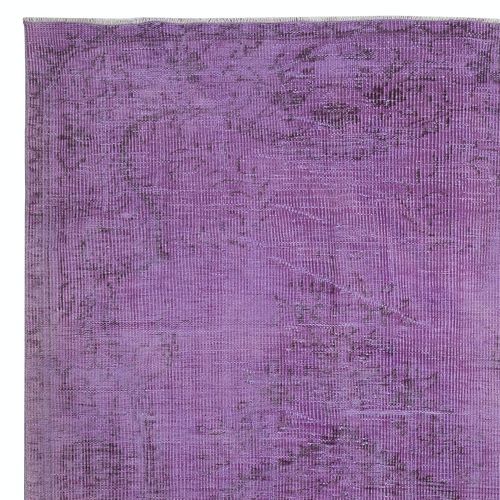 5x8.8 Ft Contemporary Hand Knotted Turkish Wool Area Rug In Purple Color photo Textiles