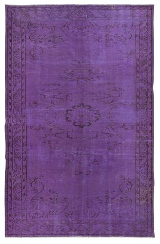 6x9.2 Ft Purple Area Rug For Modern Interiors, Hand Knotted In Turkey