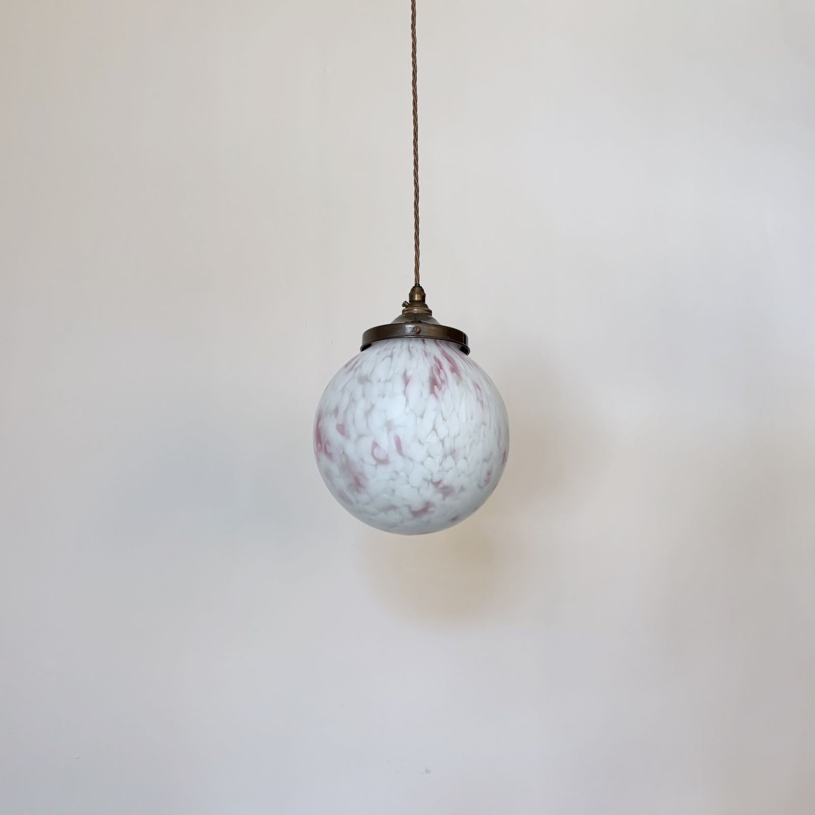 Pink Mottled Glass Globe Shade photo for sale