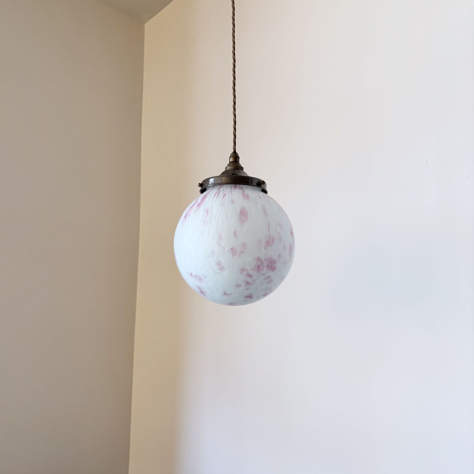 Pink Mottled Glass Globe Shade photo Lighting