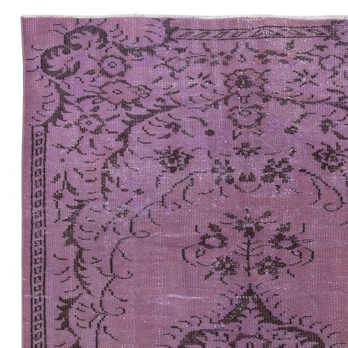 5x8.5 Ft Handmade Anti Bacterial Area Rug, Purple Color Hand Knotted Turkish Rug photo Textiles