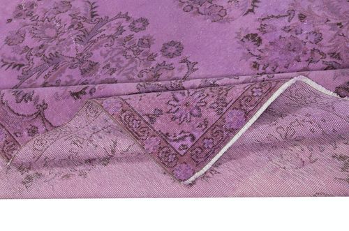 6.8x9.8 Ft Hand Made Area Rug In Purple Color. Modern Turkish Floor Covering photo for sale