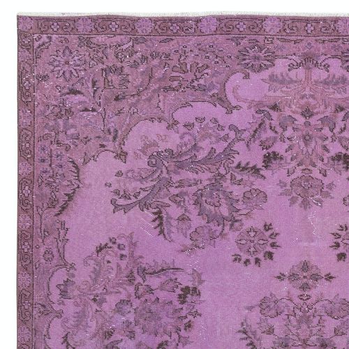 6.8x9.8 Ft Hand Made Area Rug In Purple Color. Modern Turkish Floor Covering photo Textiles