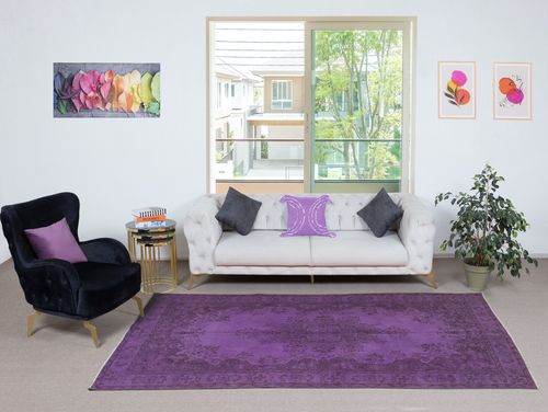 5x9.8 Ft Contemporary Area Rug In Purple, Hand Knotted In Turkey photo furniture