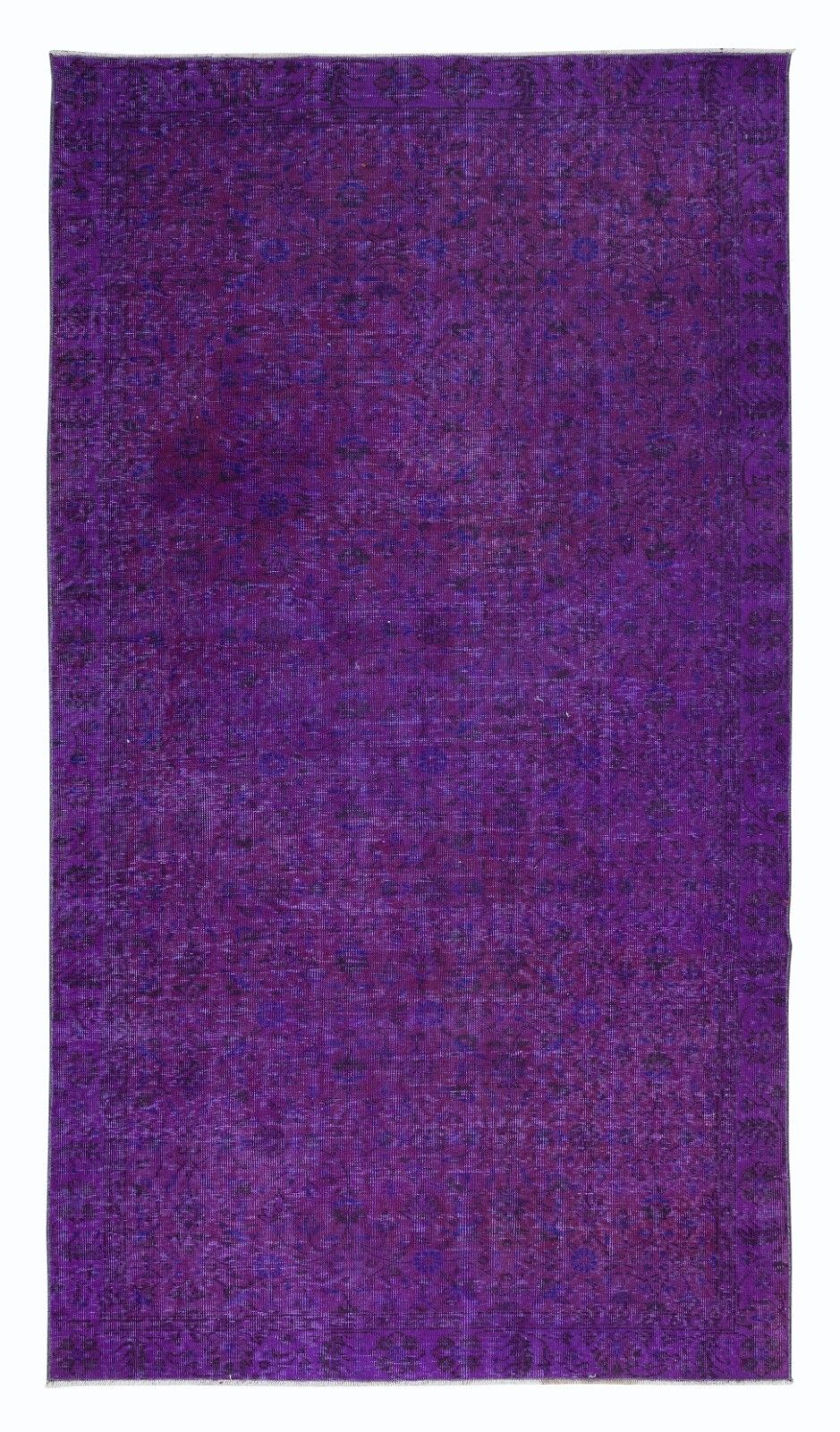 5.3x8.6 Ft Dark Purple Handmade Room Size Area Rug. Modern Floral Turkish Carpet