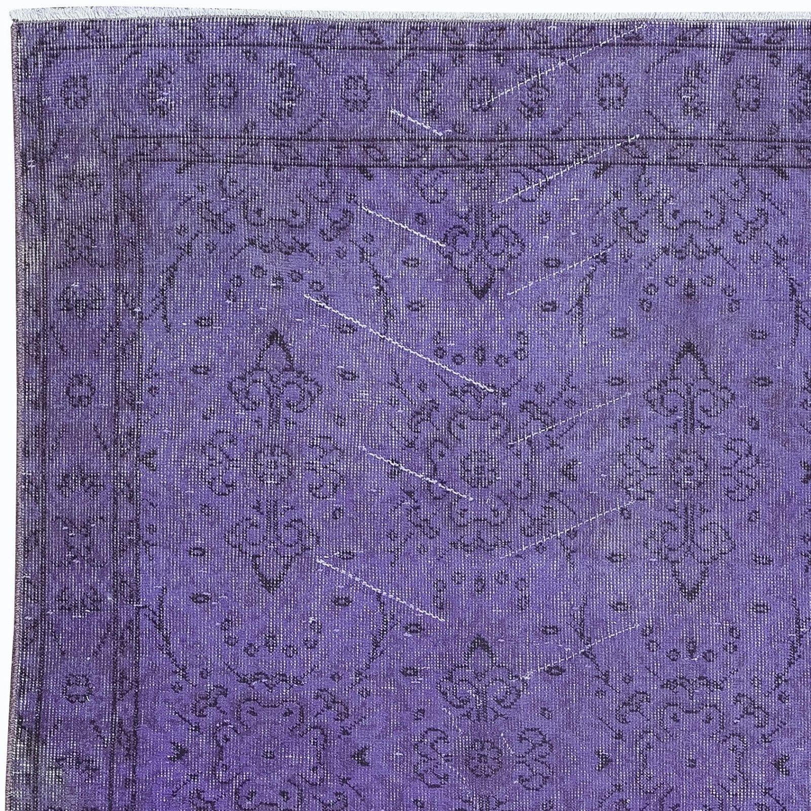 3.8x6.7 Ft Contemporary Handmade Turkish Low Pile Twitch Purple Small Rug photo Textiles