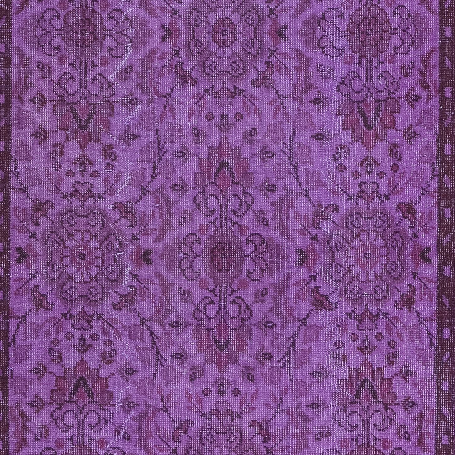 3.7x6.8 Ft Floral Area Rug In Purple For Modern Interiors, Handknotted In Turkey photo 305.0