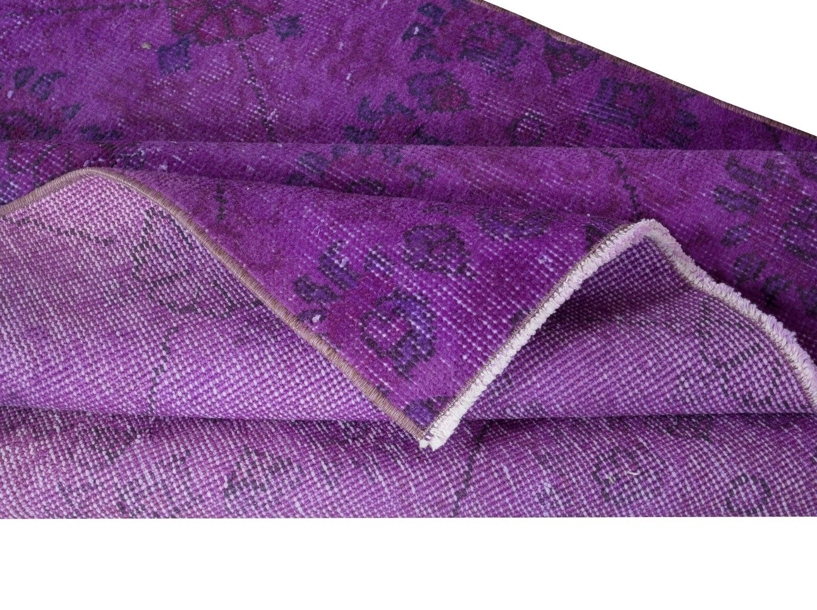 3.6x6.4 Ft Hand Knotted Accent Rug, Purple Floral Design Carpet From Turkey photo for sale