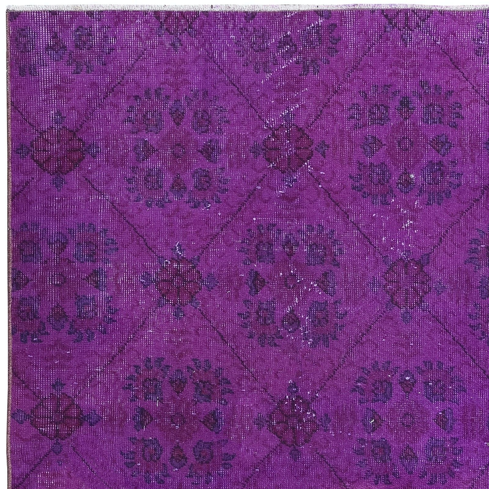 3.6x6.4 Ft Hand Knotted Accent Rug, Purple Floral Design Carpet From Turkey photo Textiles