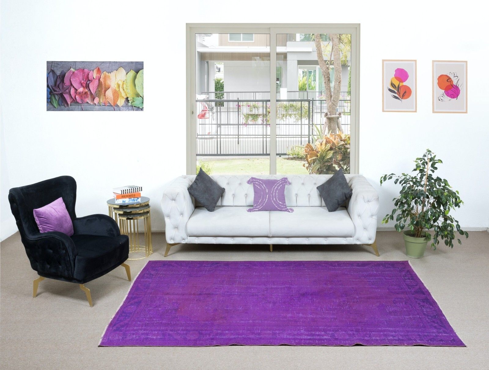 6x9.2 Ft Decorative Handmade Turkish Area Rug In Purple, Great 4 Modern Interior photo furniture