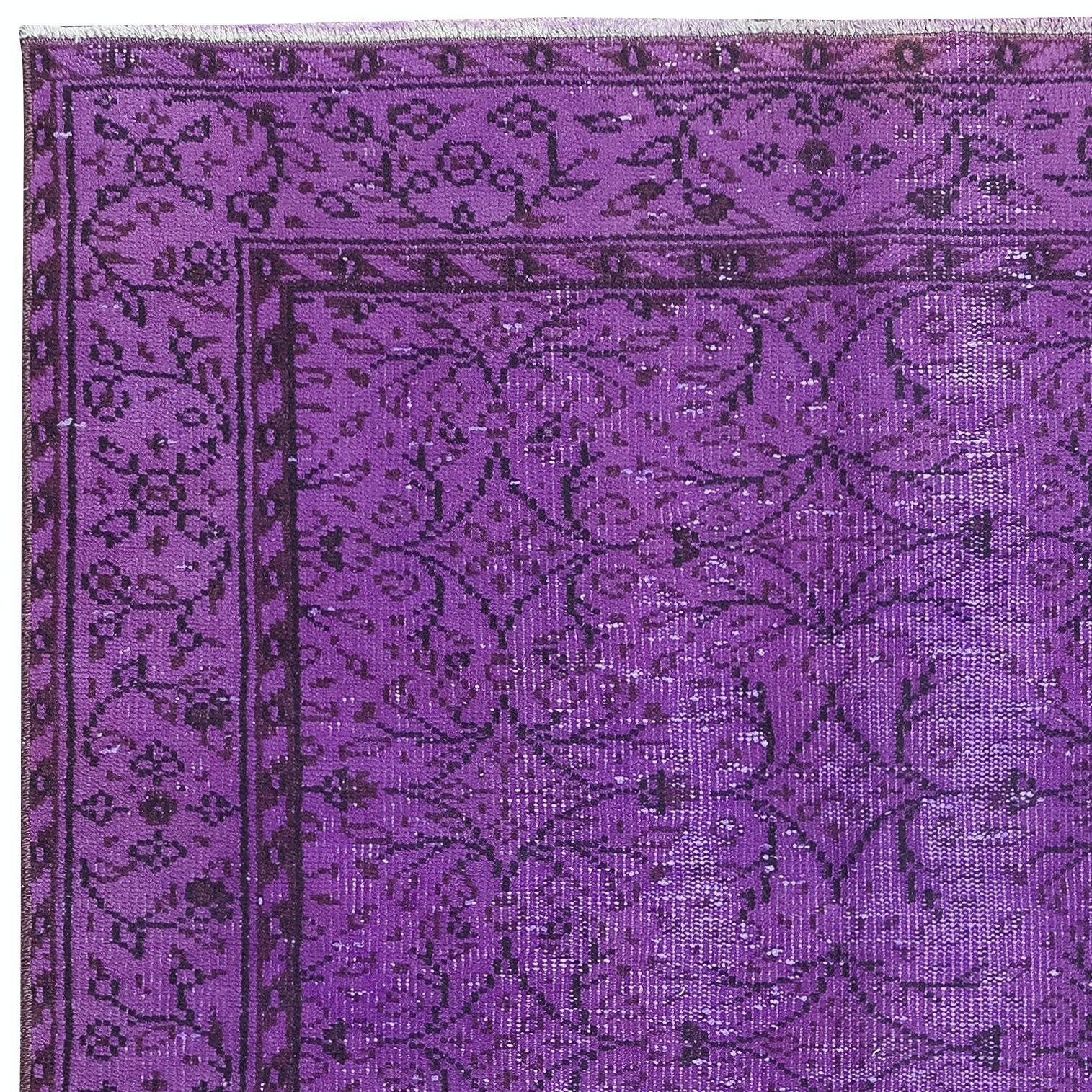 4.2x7.6 Ft Contemporary Living Room Carpet In Purple, Handmade Turkish Area Rug photo Textiles