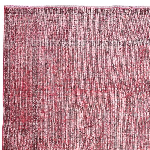 6x9.6 Ft Red Color Handmade Rug For Living Room, Shabby Chic Turkish Floor Rug photo Textiles