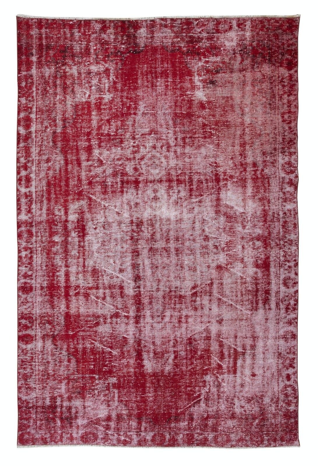 6x9 Ft Distressed Vintage Handmade Rug, Red Turkish Shabby Chic Style Carpet