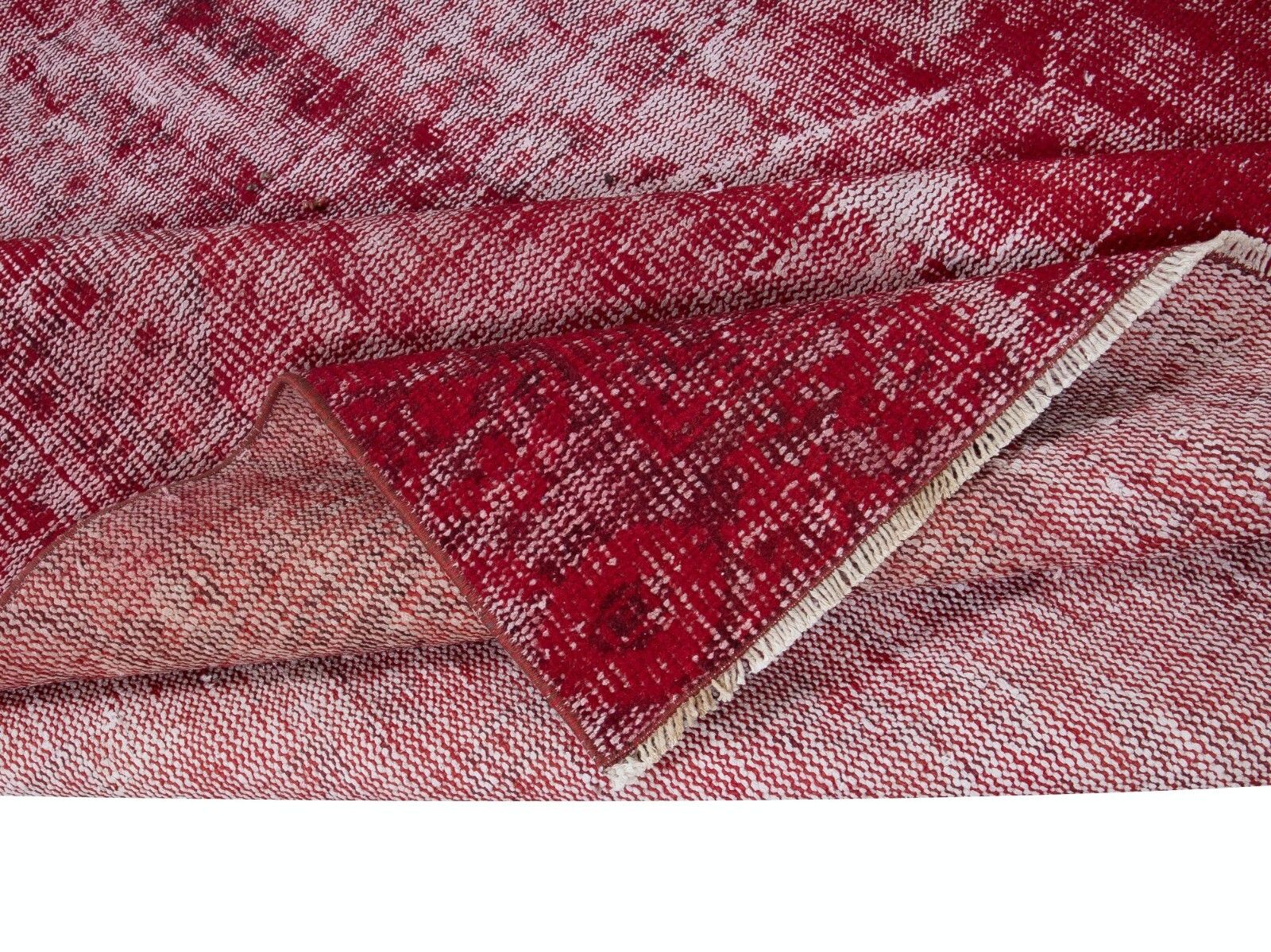 6x9 Ft Distressed Vintage Handmade Rug, Red Turkish Shabby Chic Style Carpet photo for sale
