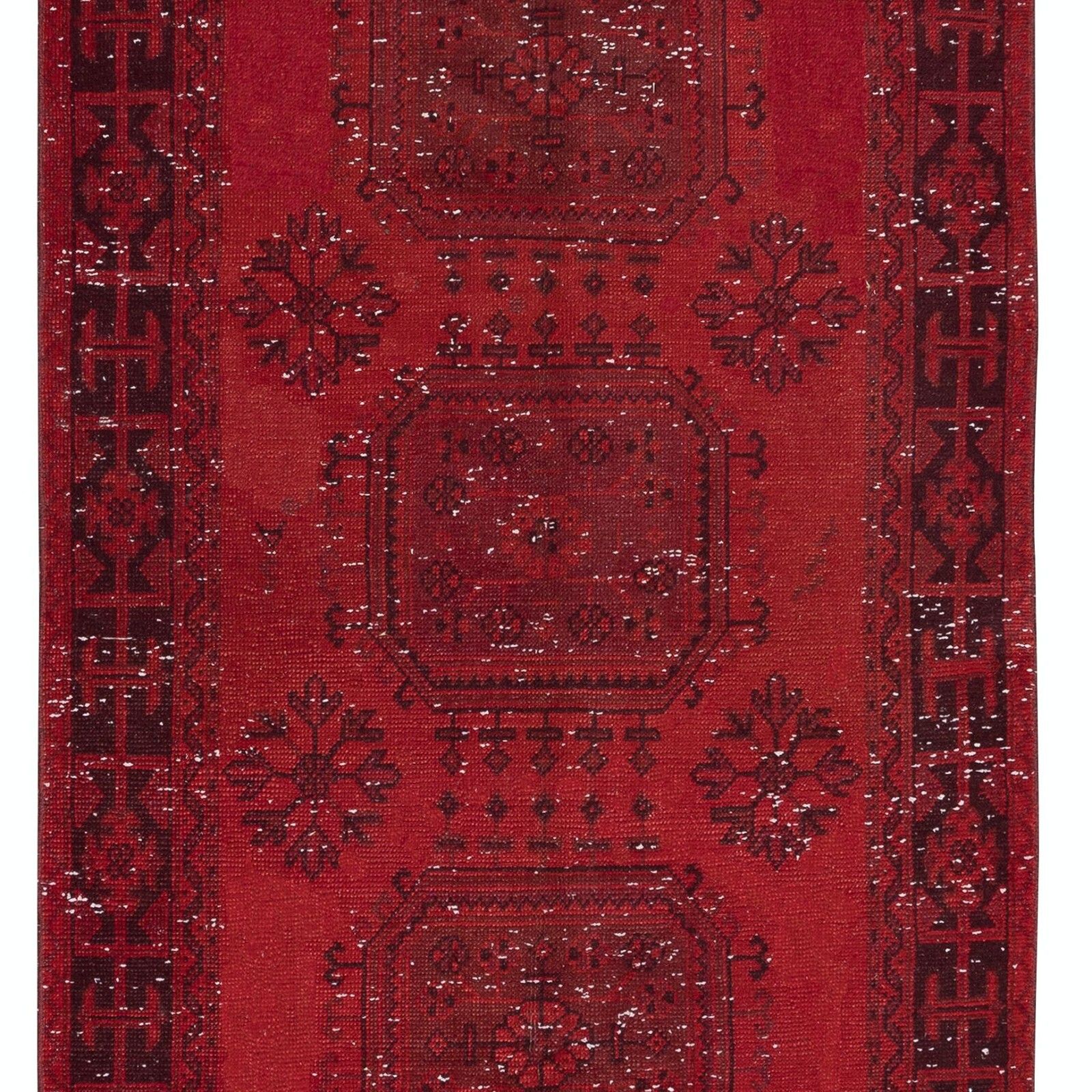 4x11.2 Ft Hand Knotted Runner Rug. Modern Turkish Hallway Carpet In Dark Red photo 578.0