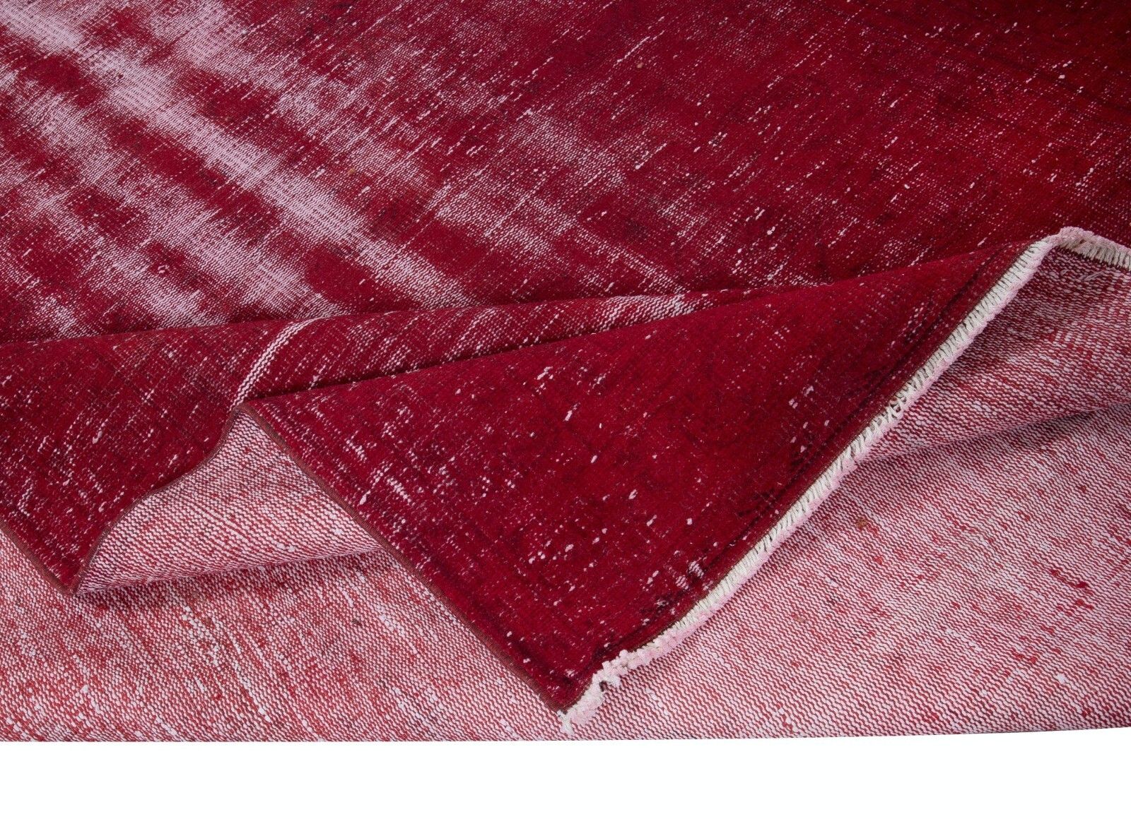 6x9.2 Ft Shabby Chic Turkish Red Rug, Handmade Carpet, Woolen Floor Covering photo for sale