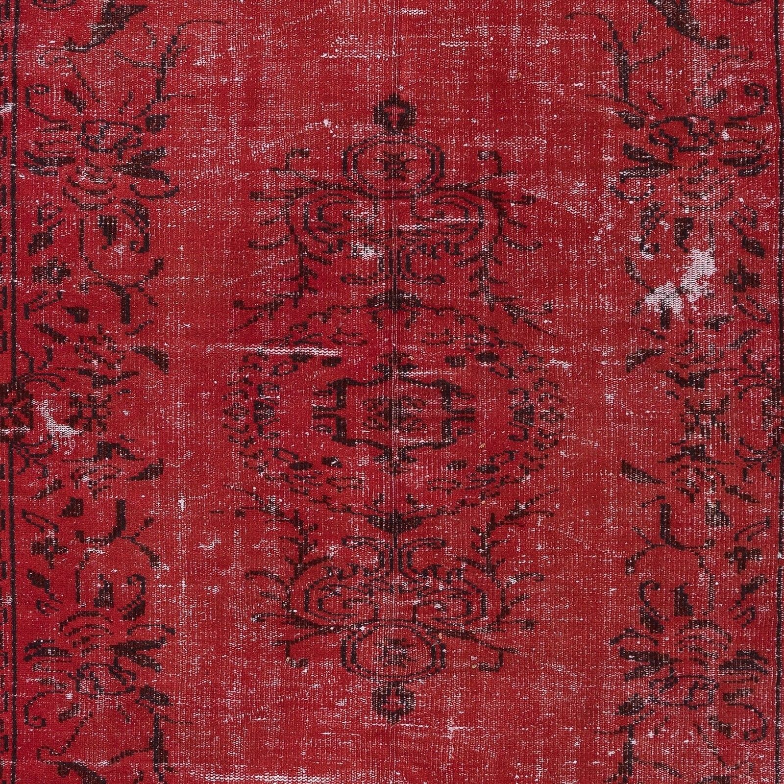 5x8 Ft Contemporary Wool Area Rug In Burgundy Red, Hand Knotted In Turkey photo 343.0