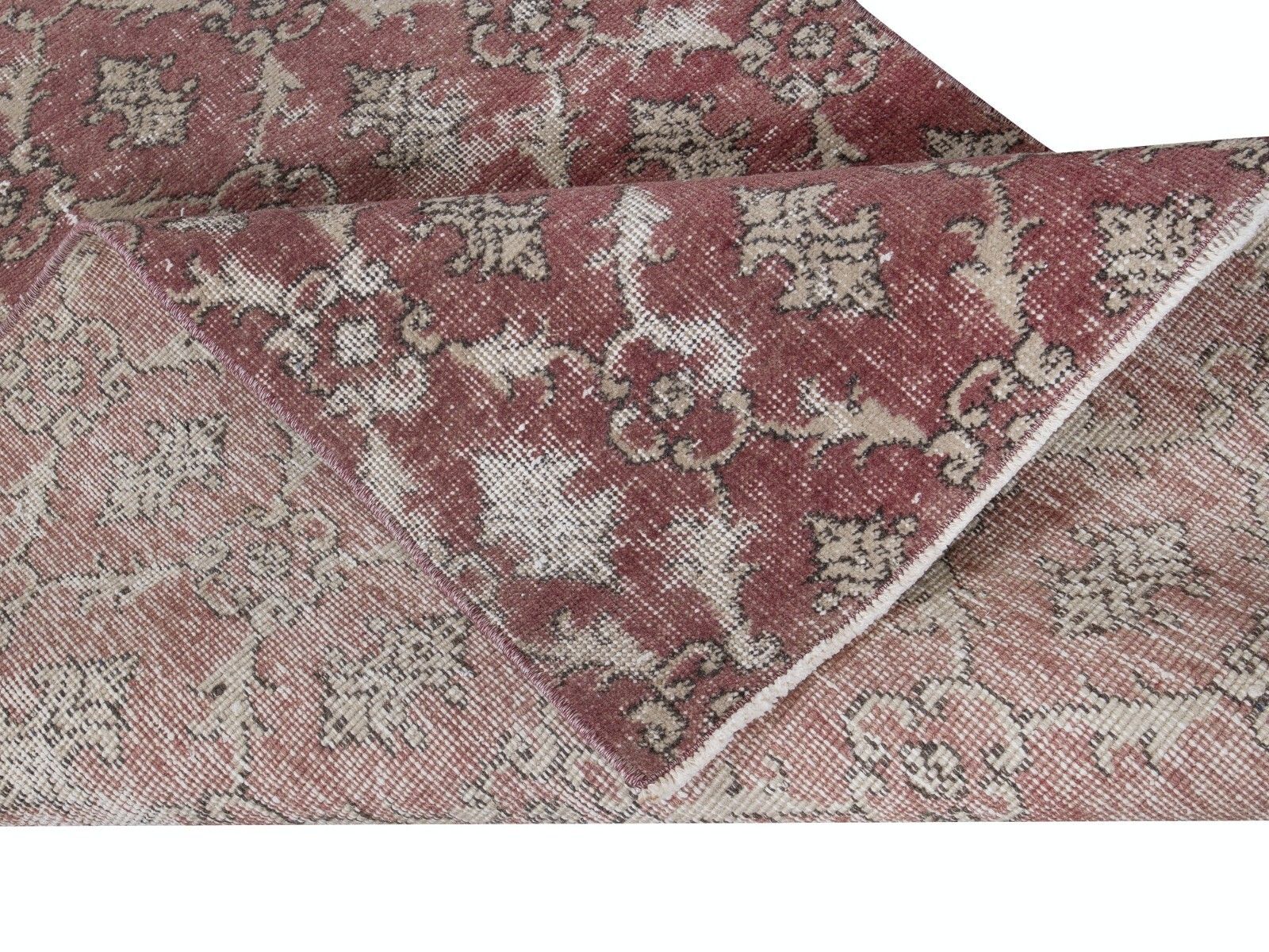 3.3x6.6 Ft Small Handmade Turkish Rug In Barn Red & Beige, Rustic Kitchen Rug photo for sale