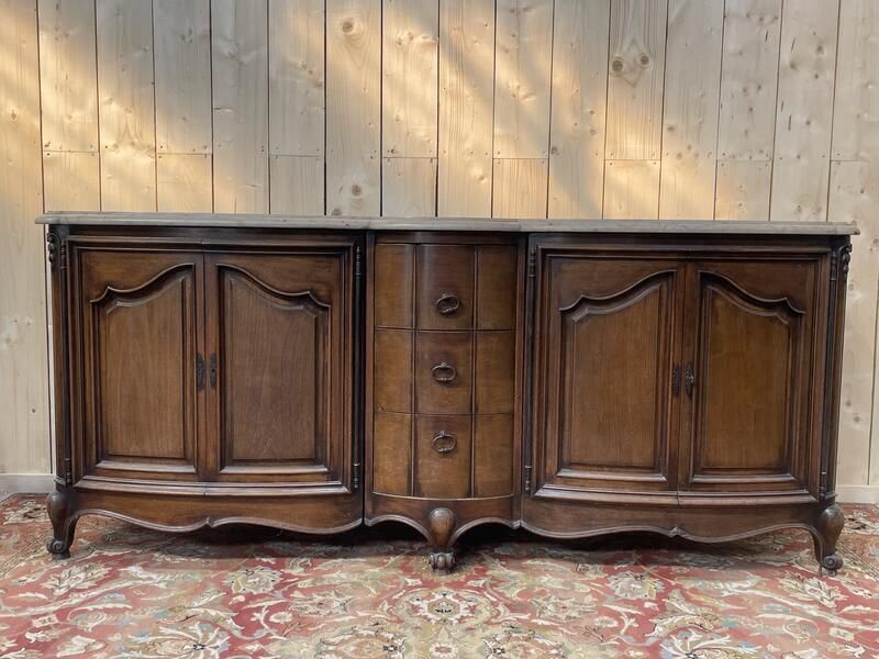 Enfilade En Noyer De Style Louis XV En Noyer Et Marbre