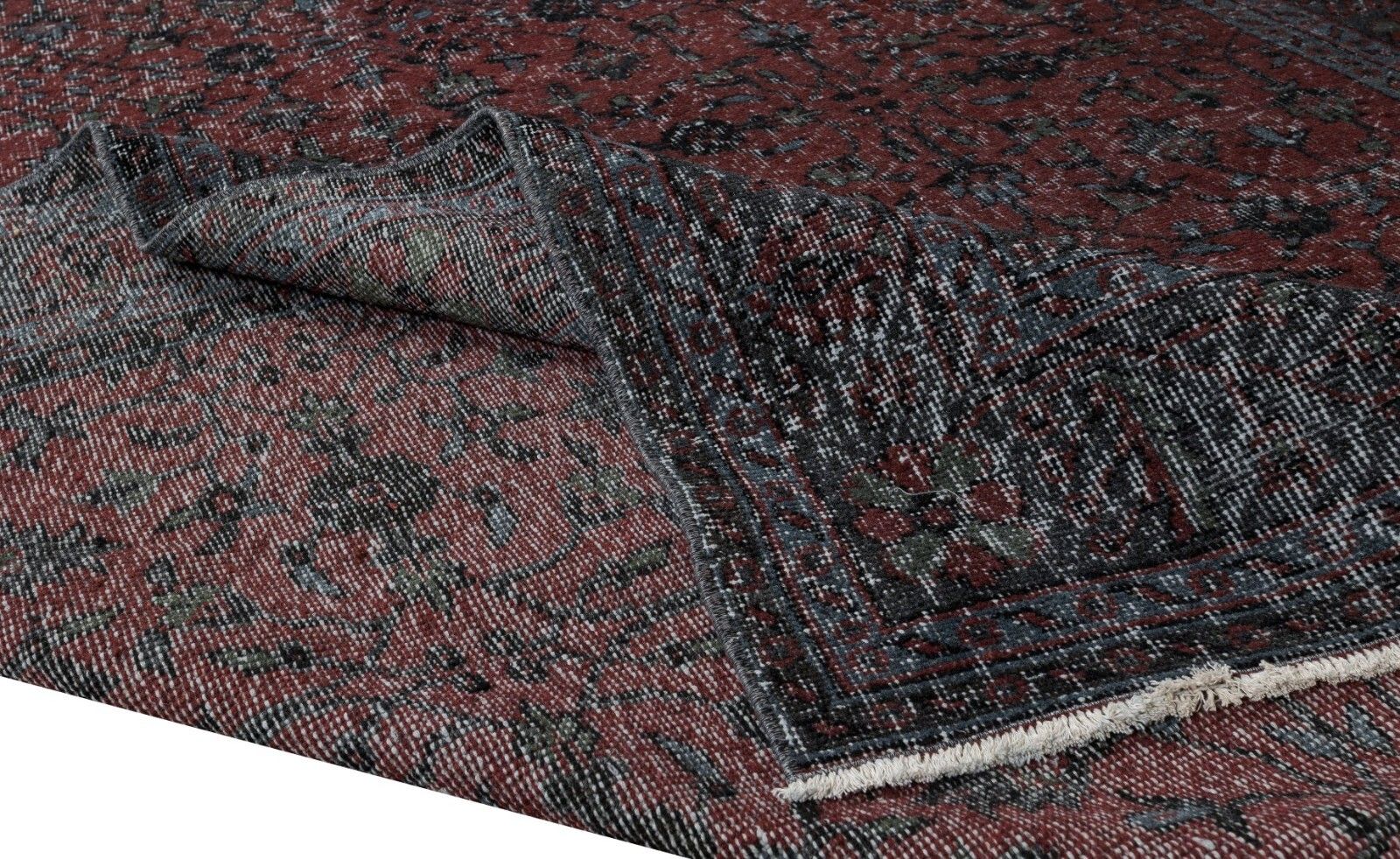 6.5x10.6 Ft Vintage Handmade Turkish Rug Over Dyed In Red For Modern Interiors photo for sale